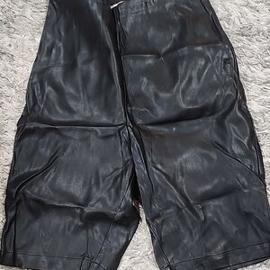 Women's Black Leather Shorts
